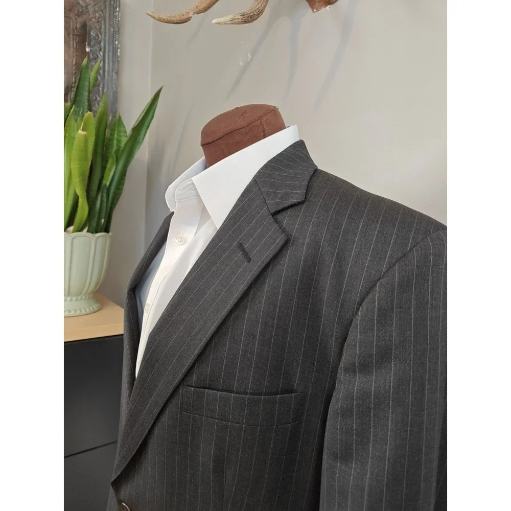 Brooks Brothers Mens 42L Gray Stripe 1818 Madison Sport Coat Made in USA Wool
